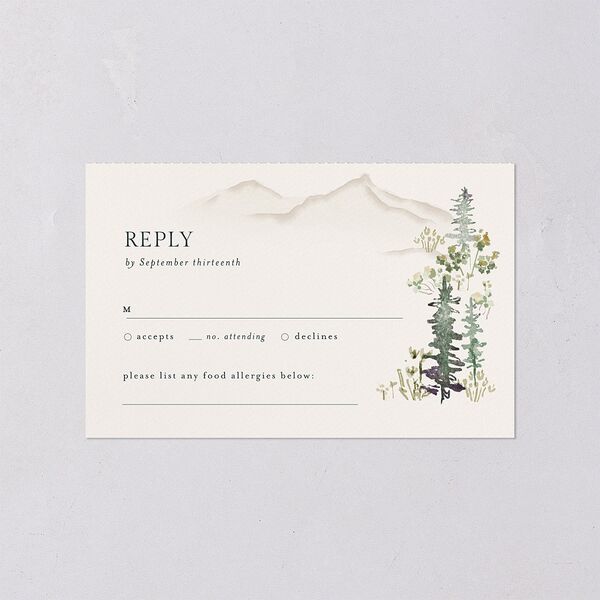 Elegant Mountain Border All-in-One Wedding Invitations Meadow Signature Light Both Recipient and Return Addresses No