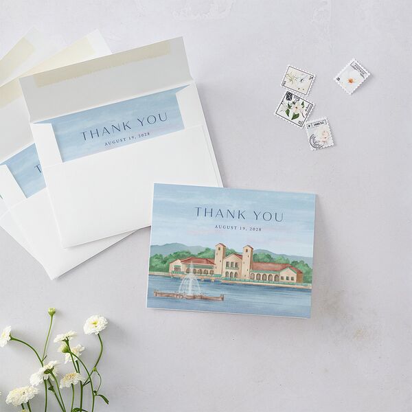 Scenic Denver Colorado Thank You Cards Pastel Blue