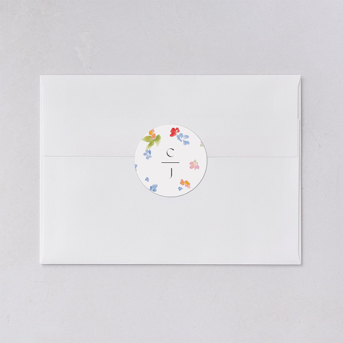 Scattered Blossoms Wedding Stickers Pastel Blue Circle