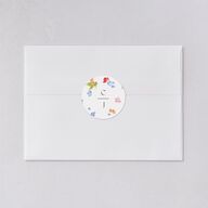 Scattered Blossoms Wedding Stickers Pastel Blue Circle
