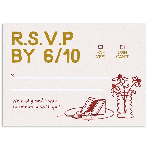 Hand Drawn Party Wedding Response Cards Umber Signature Standard