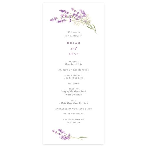 Elegant Farmhouse Lavender Wedding Programs Lavender Signature
