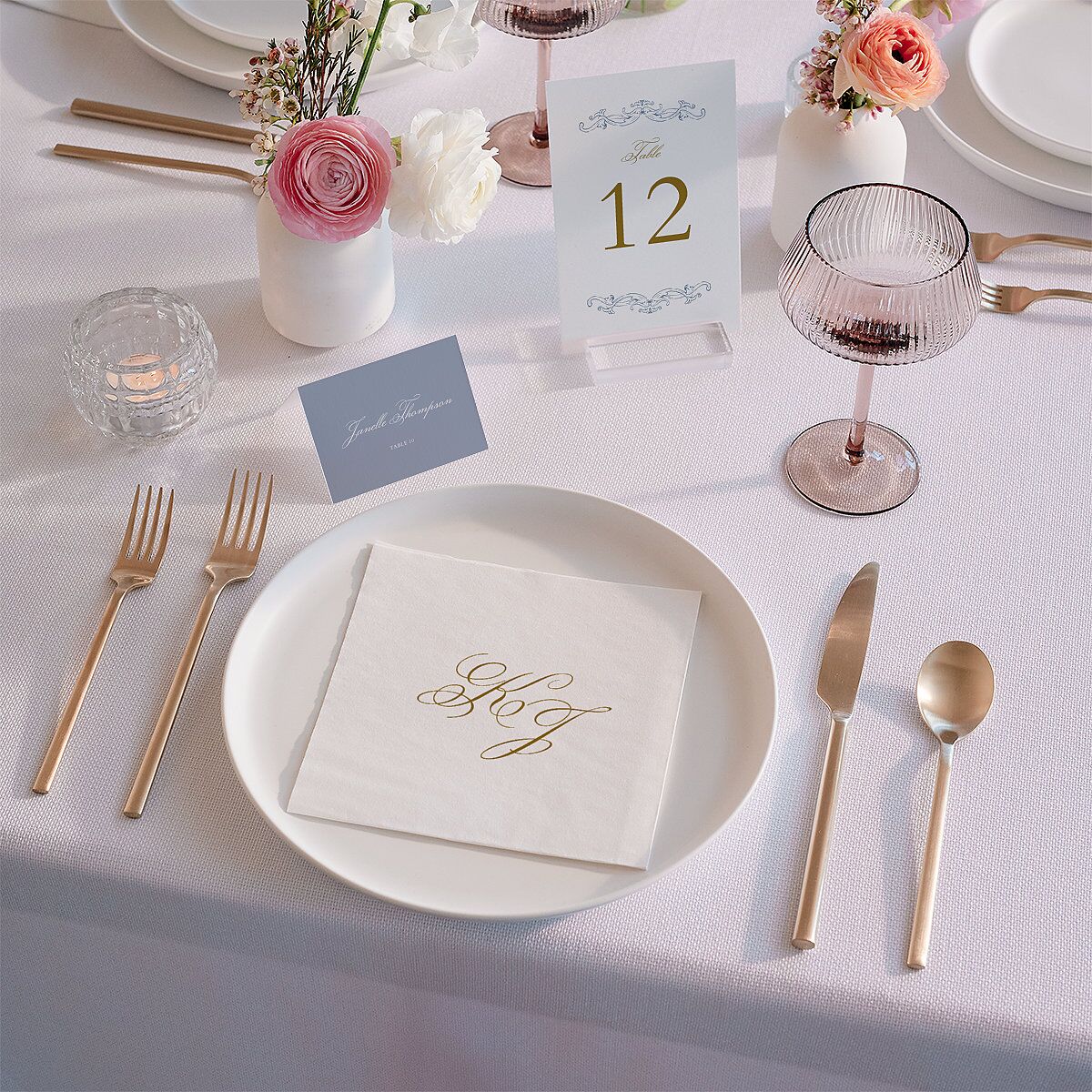Romantic Rococo Luncheon Napkins Dusty Blue Napkin Uncoined