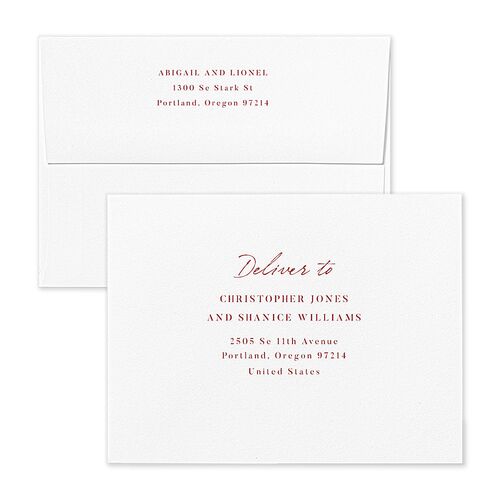 Simple Ballpoint Save the Date Magnet Envelopes White Rust Both Recipient and Return Addresses Signature Standard