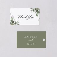 Eucalyptus Frame Favor Gift Tags No Foil Pure White Signature