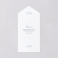 Vintage Bow All-in-One Wedding Invitations Regency Blue Signature Light Both Recipient and Return Addresses No