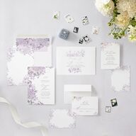 Monochrome Blooms Wedding Invitations Gold Sheer Lilac Signature Blank No Standard