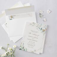 Ethereal Greenery and Gold Wedding Invitations Pure White Signature Blank No Standard