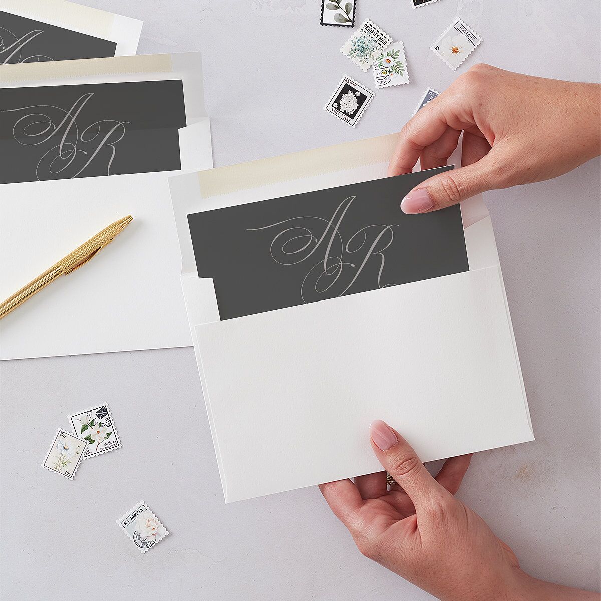 Grand Calligraphy Envelope Liners Standard Medieval Grey Liner