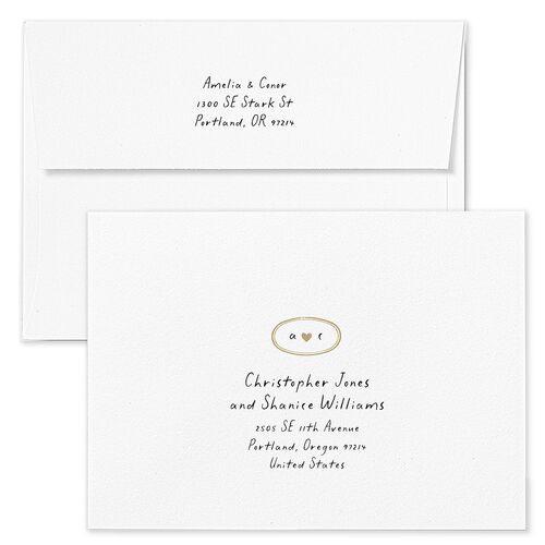Handwritten Photo Faux Postcard Save The Date Card Envelopes White Sand Both Recipient and Return Addresses Signature Standard