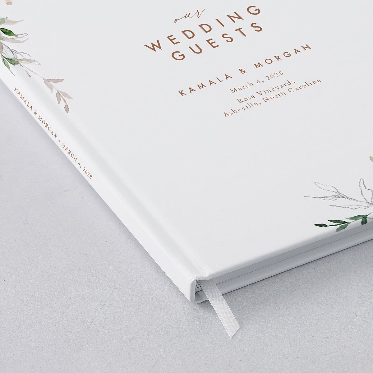 Wild Vines Wedding Guest Book Soft Pink