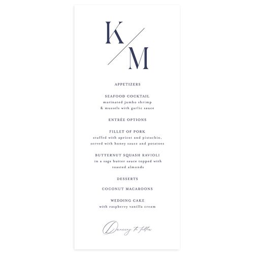 Monogram Slant Menus Navy Signature