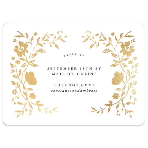 Luxury Wildflower Foil Wedding Response Cards Pure White Gold Signature Rounded