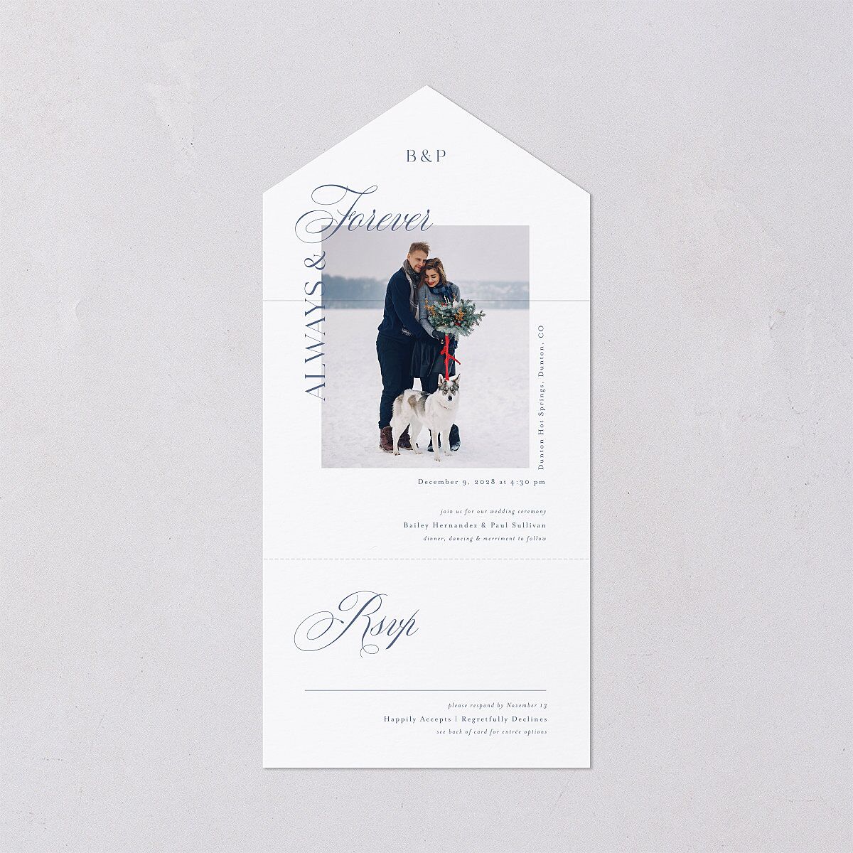 Eternal Love All-in-One Wedding Invitations Cruise Signature Light Both Recipient and Return Addresses