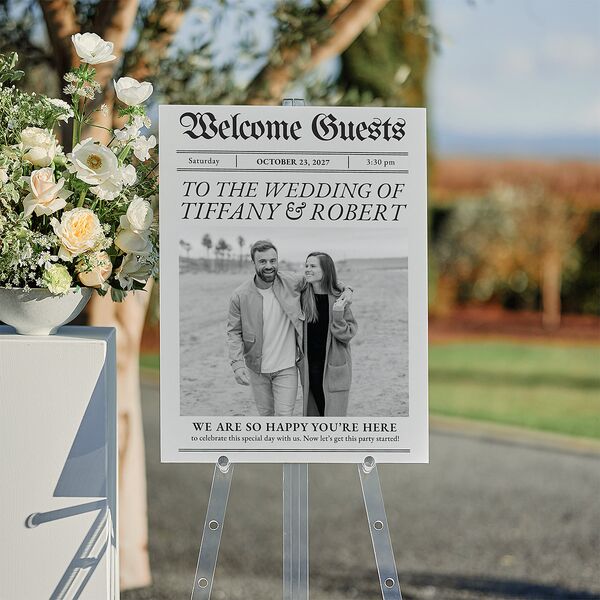 Newspaper Standard Welcome Sign Medium Pure White Standard Indoor Foam Core M Welcome