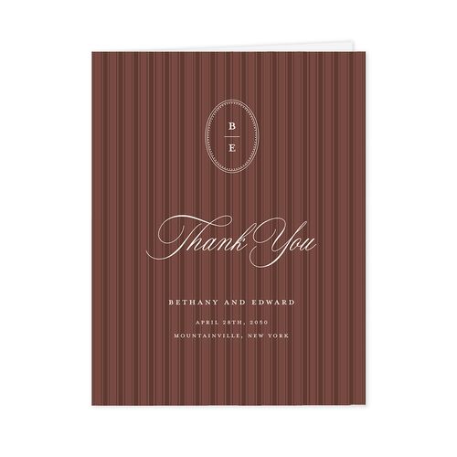 Vintage Oval Monogram Thank You Cards Merlot