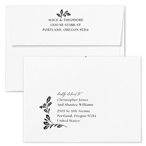 Arboretum Archway Wedding Invitation Envelopes Terracotta Licorice Return Address Standard Signature