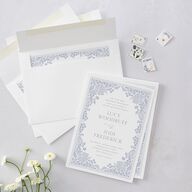 Floral Lace Wedding Invitations Dusty Blue Signature Blank No Standard