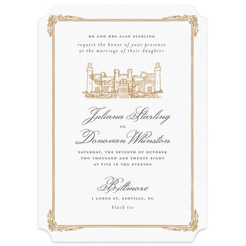 Medieval Castle Wedding Invitations Almond Signature Blank No Ticket