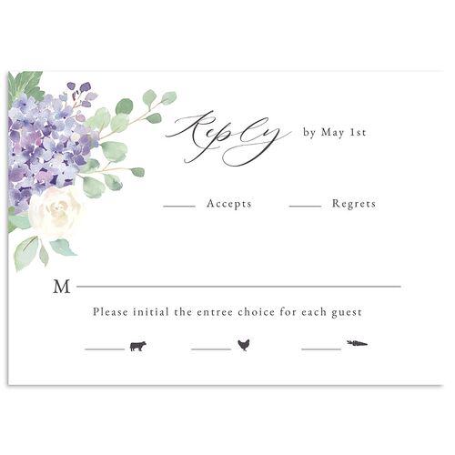 Elegant Hydrangea Wedding Response Cards Boysenberry Signature Standard
