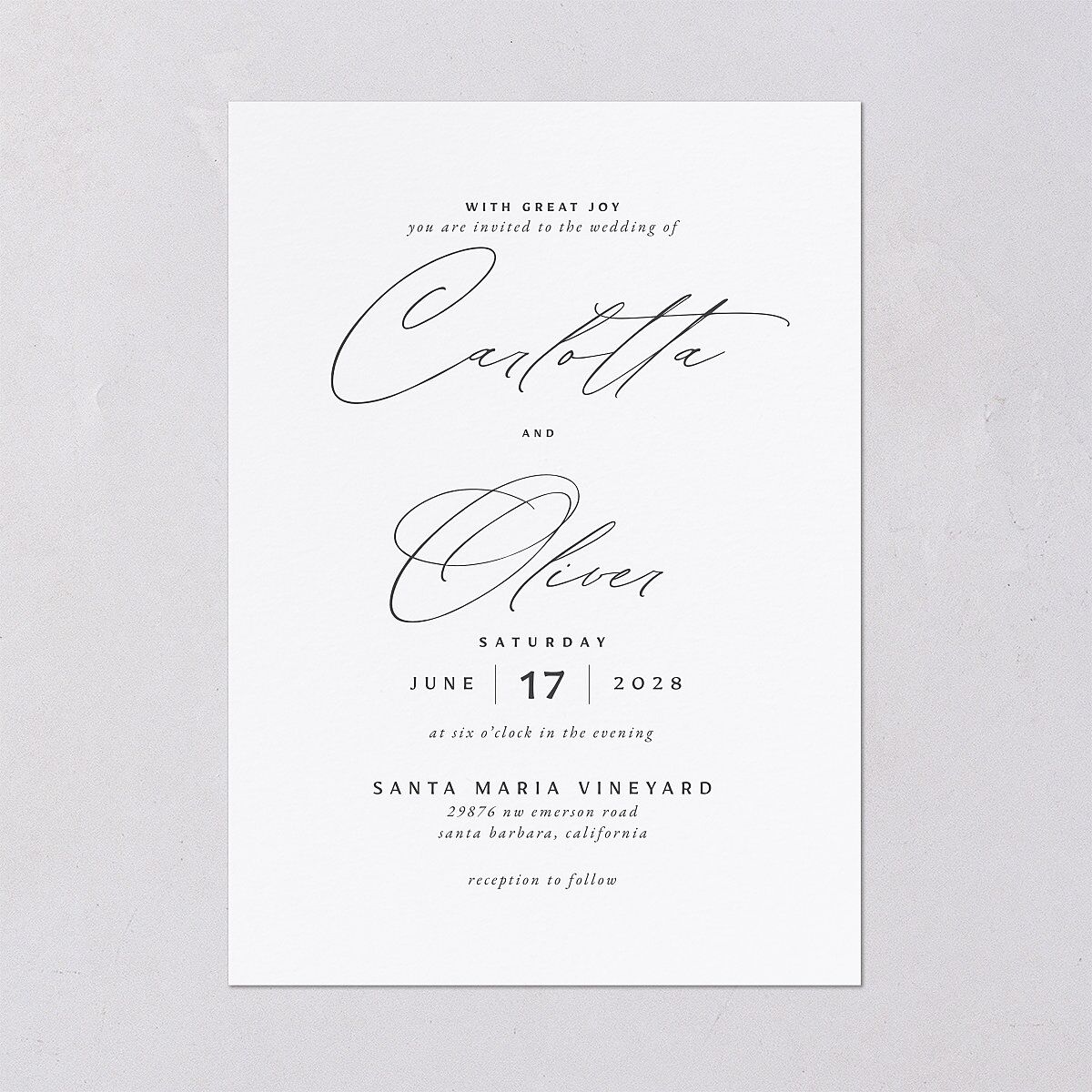Simply Classic Wedding Invitations Charcoal Signature Blank No Standard