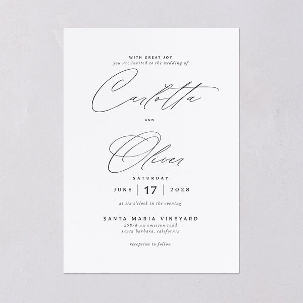 Simply Classic Wedding Invitations Charcoal Signature Blank No Standard