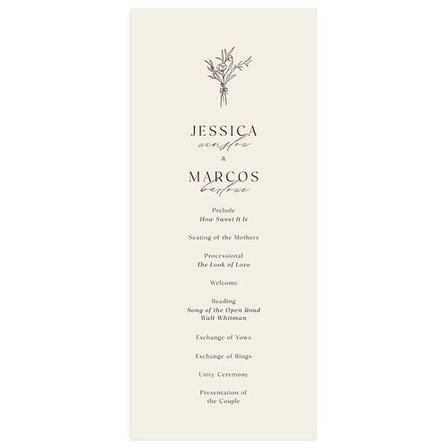 Simple Boho Flowers Wedding Programs Champagne Signature