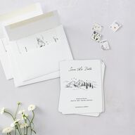 Elegant Mountain Monogram Save The Date Magnets Pure White Magnet Paper