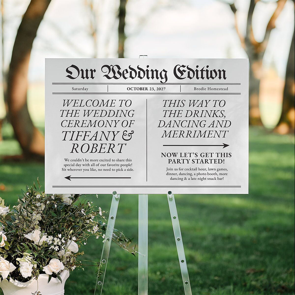 Newspaper Standard Direction Sign Large Pure White Standard Indoor Foam Core L Direction