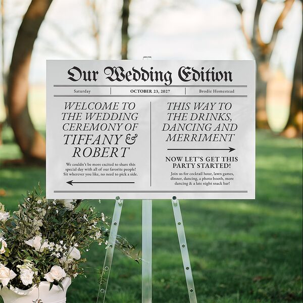 Newspaper Standard Direction Sign Large Pure White Standard Indoor Foam Core L Direction