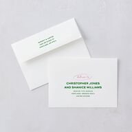 Whimsically Retro Handwritten Note Wedding Invitation Envelopes Kelly Green White Both Recipient and Return Addresses Standard Signature