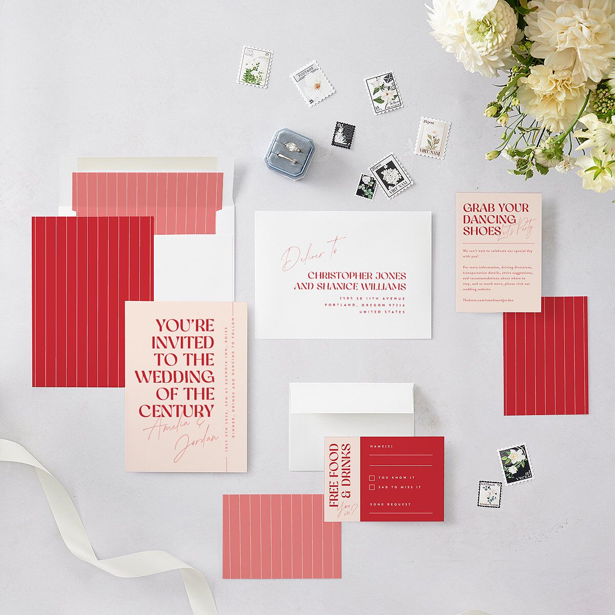 Wedding of the Century Wedding Invitations Rose Pink Signature Blank No Standard