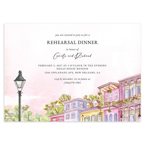 New Orleans Rehearsal Dinner Invitations Ice Blue Signature Blank Standard