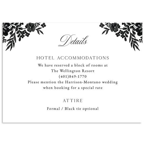 Ornate Lace Wedding Enclosure Cards Midnight Signature Standard