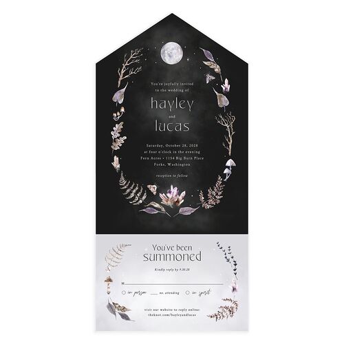 Crystal Forest All-in-One Wedding Invitations Licorice Signature Light Both Recipient and Return Addresses No