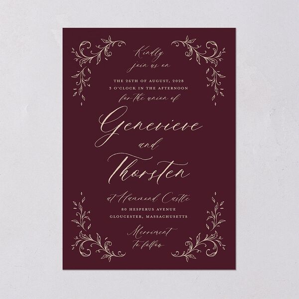 Dark Vintage Fantasy Wedding Invitations Merlot Signature Blank No Standard