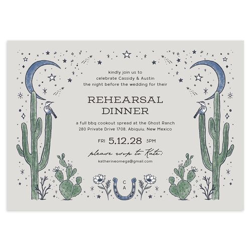 Southwestern Nouveau Rehearsal Dinner Invitations Midnight Navy Signature Blank