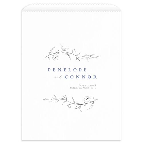 Graceful Botanical Favor Bags White Regency Blue Wax-Lined Food Safe Paper