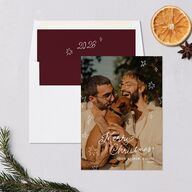 Hand Drawn Starry Christmas Photo Holiday Cards Burgundy Signature Blank Standard