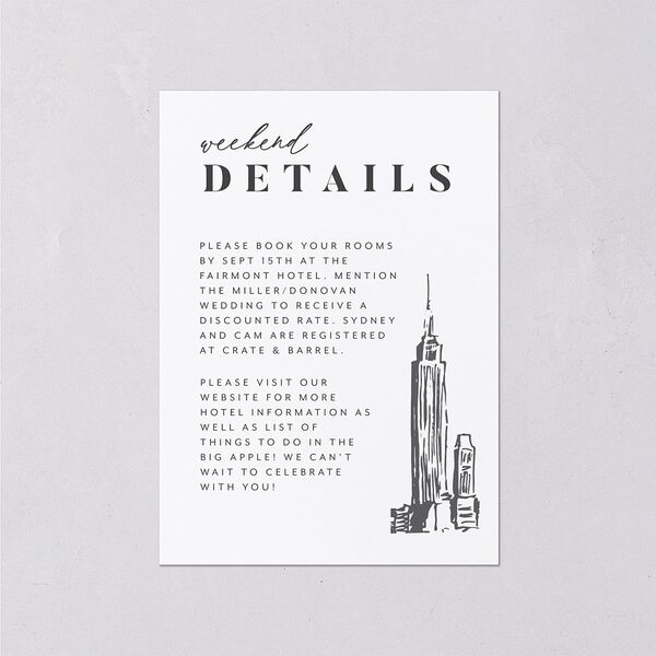 Love in NYC Wedding Enclosure Cards Medieval Grey Signature