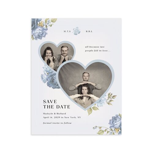 Vintage Awkward Photo Hearts Save the Date Petite Cards Ocean Signature smooth Blank No Standard
