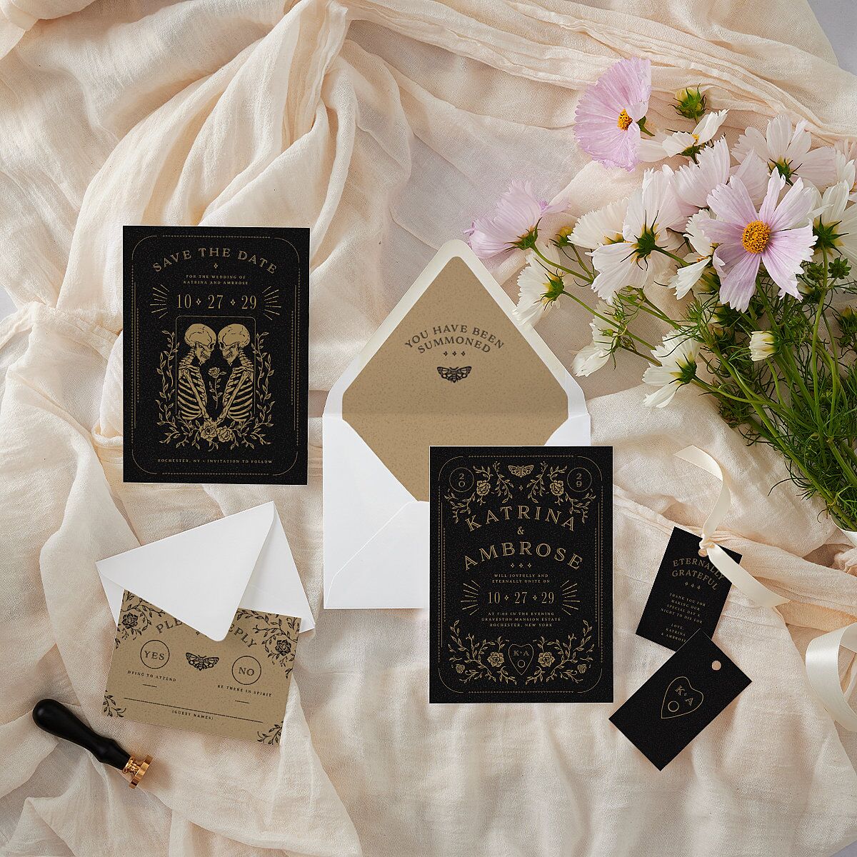 Skeleton Spirits Euro Envelope Liners Licorice Luxe