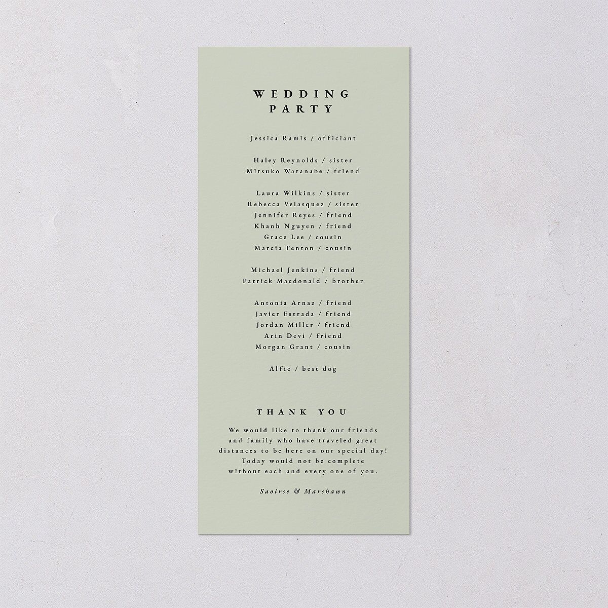 Dainty Frame Wedding Programs Thyme Signature