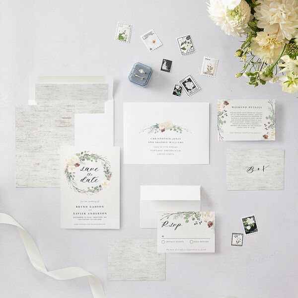 Rustic Botanical Save The Date Cards Thyme Signature smooth Blank No