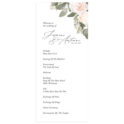 Romantic Roses Wedding Programs Off-White Signature