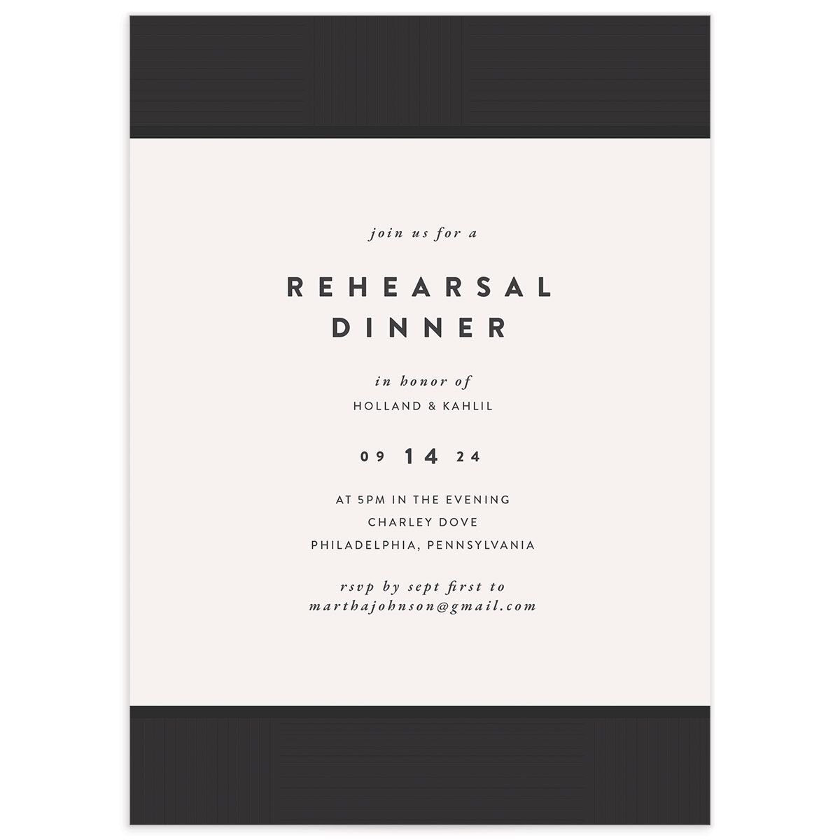 Gilded Geometric Rehearsal Dinner Invitations