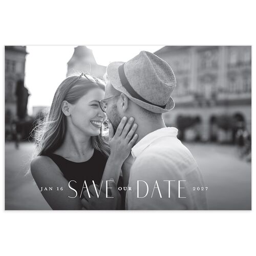 Elegant Eclipse Save The Date Postcards Pure White