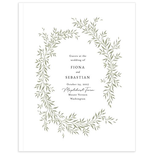 Romantic Wreath Wedding Guest Book Pure White