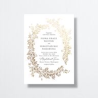 Romantic Wreath Wedding Invitations Gold Pure White Signature No