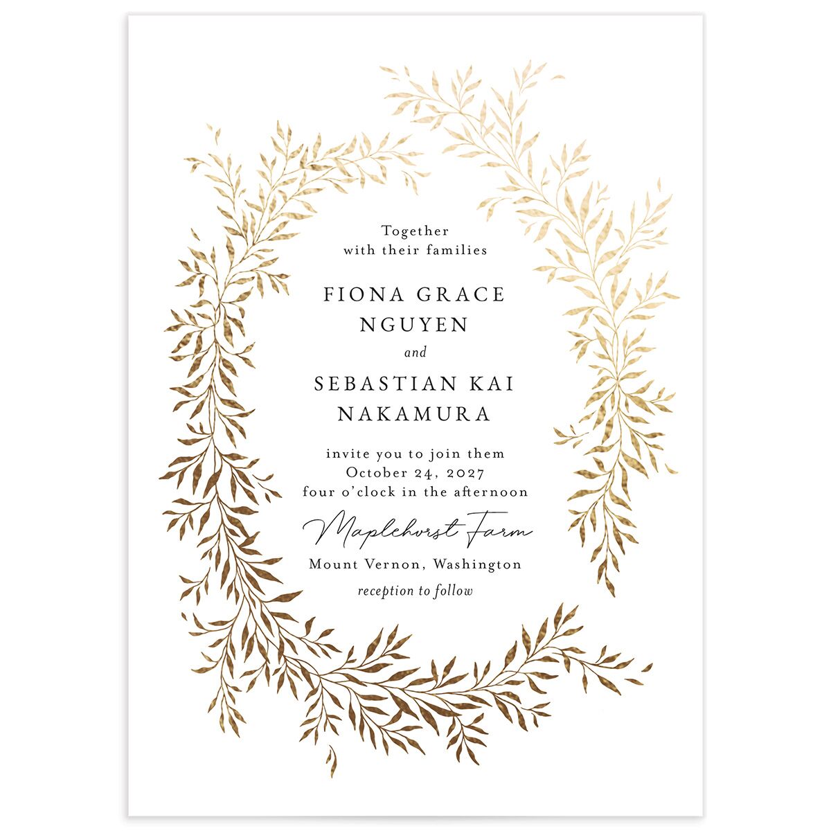 Romantic Wreath Wedding Invitations